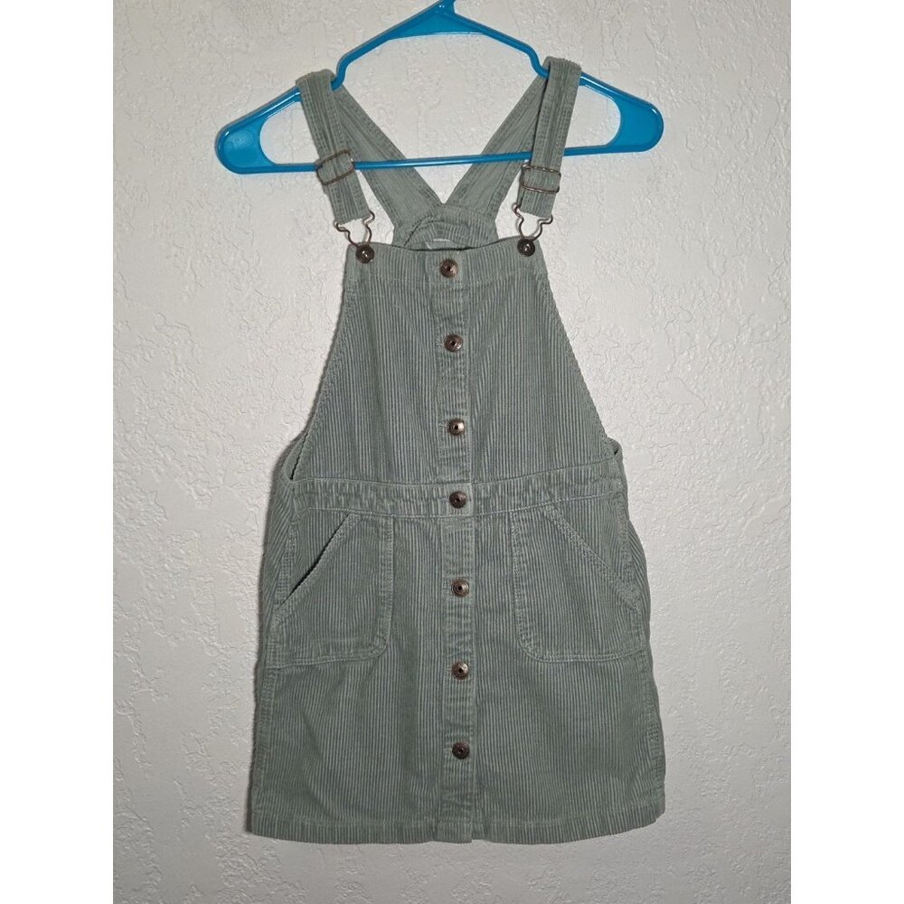 Oshkosh Girl Dress 12 Green Corduroy Overalls Mint Green